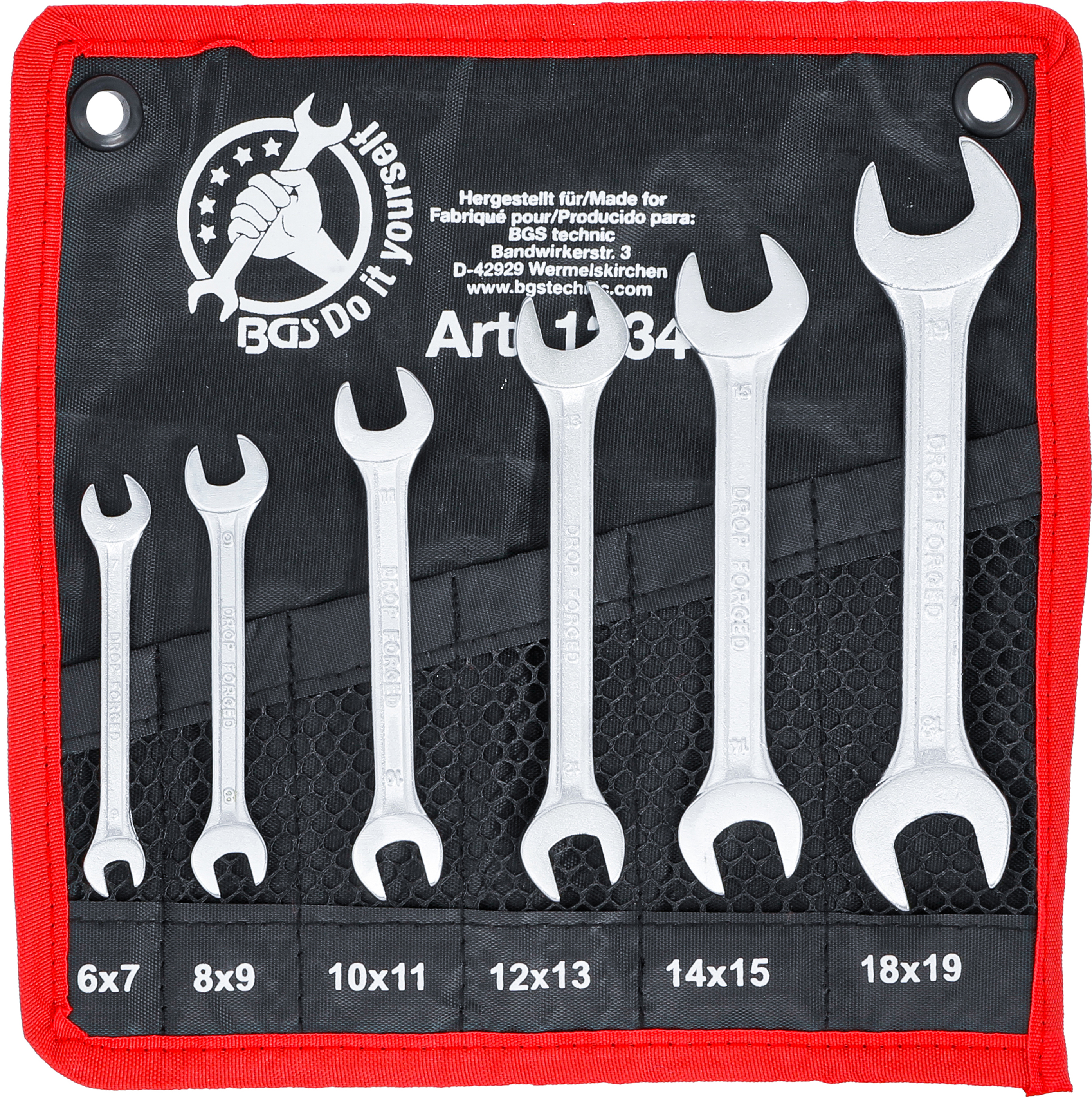 BGS 1234 Doppel-Maulschlüssel-Satz | SW 6 x 7 - 18 x 19 mm | 6-tlg.