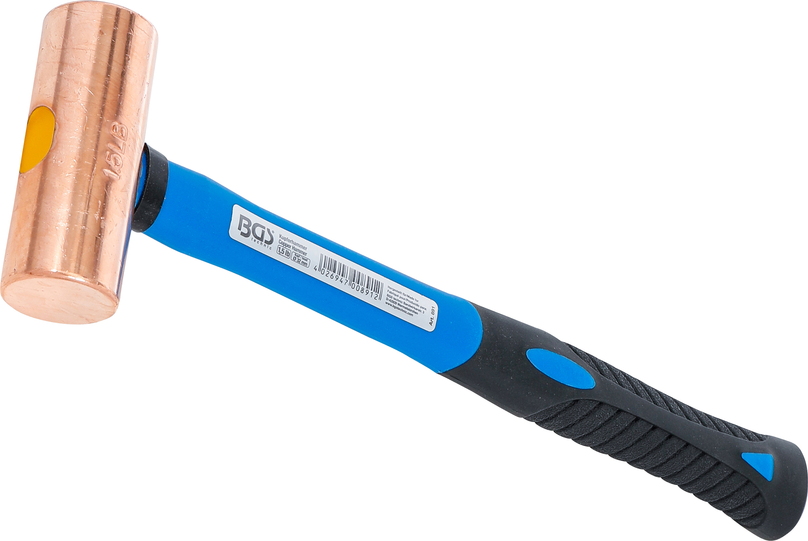 BGS 891 Kupferhammer | Fiberglasstiel | Ø 32 mm | 680 g (1.5 lb) - Kopf