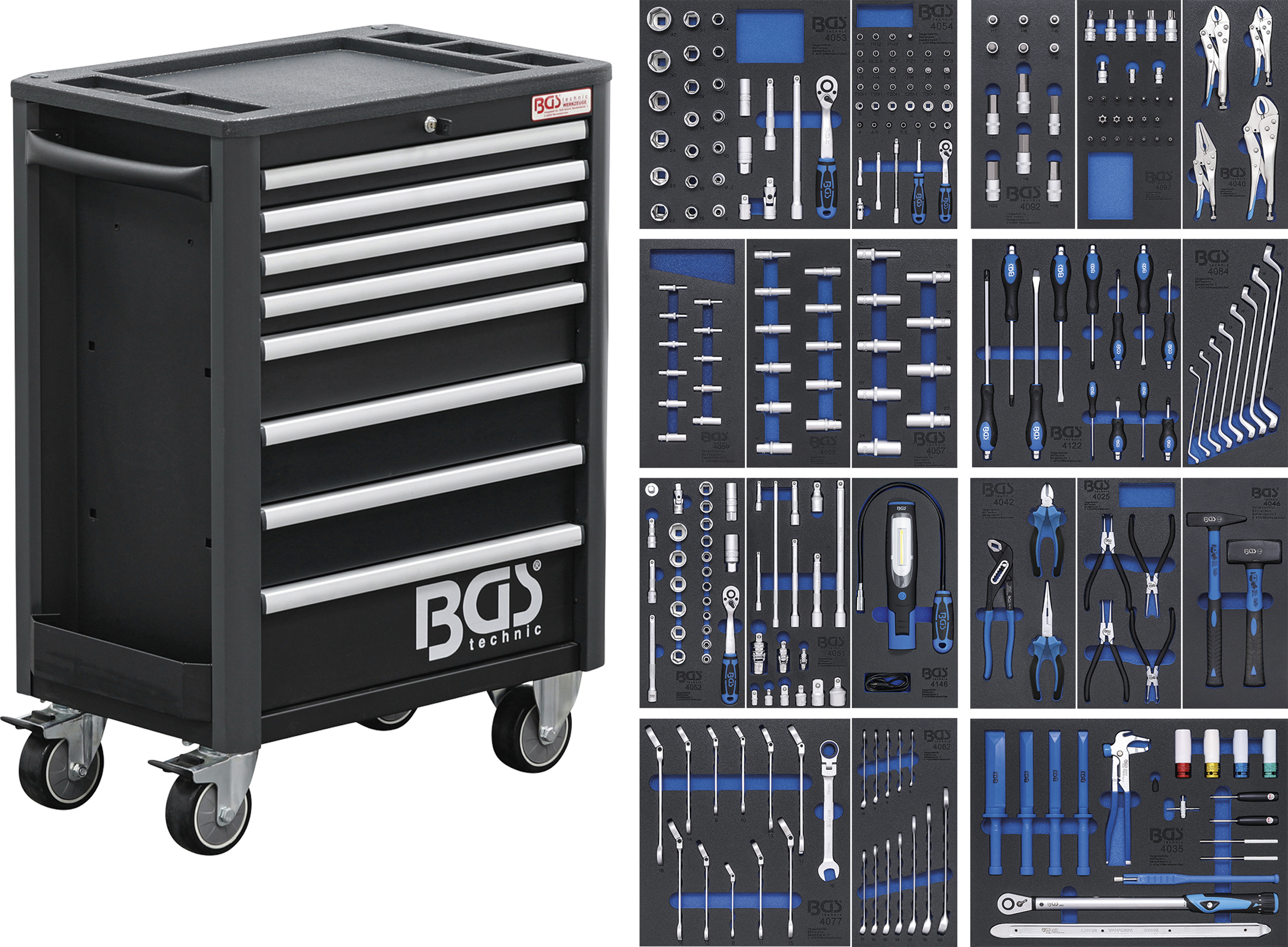 BGS 4114 Werkstattwagen Profi Exclusive | 8 Schubladen | mit 259 Werkzeugen
