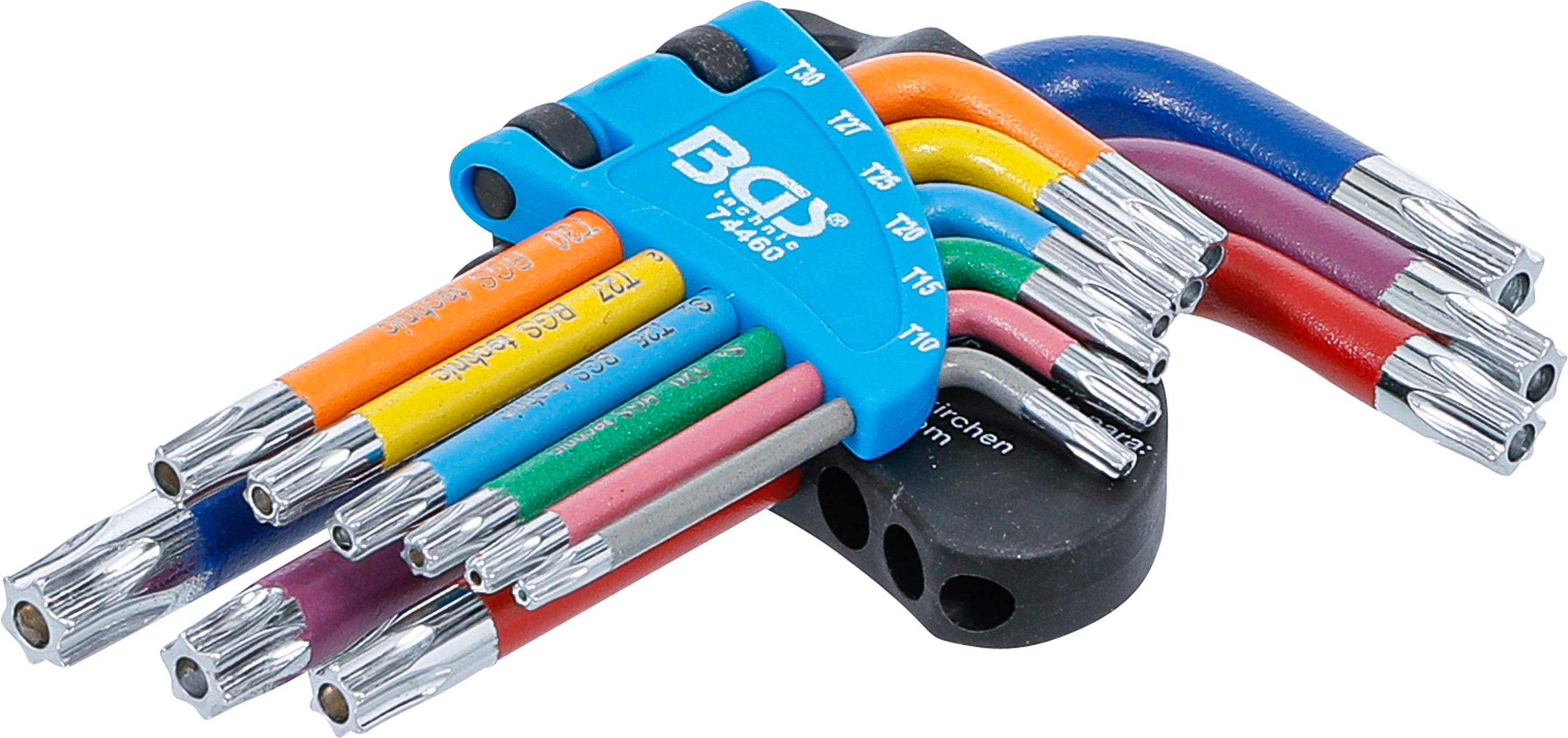 BGS 74460 Winkelschlüssel-Satz | Multicolour | kurz | T-Profil (für Torx) mit Bohrung T10 - T50 | 9-tlg.