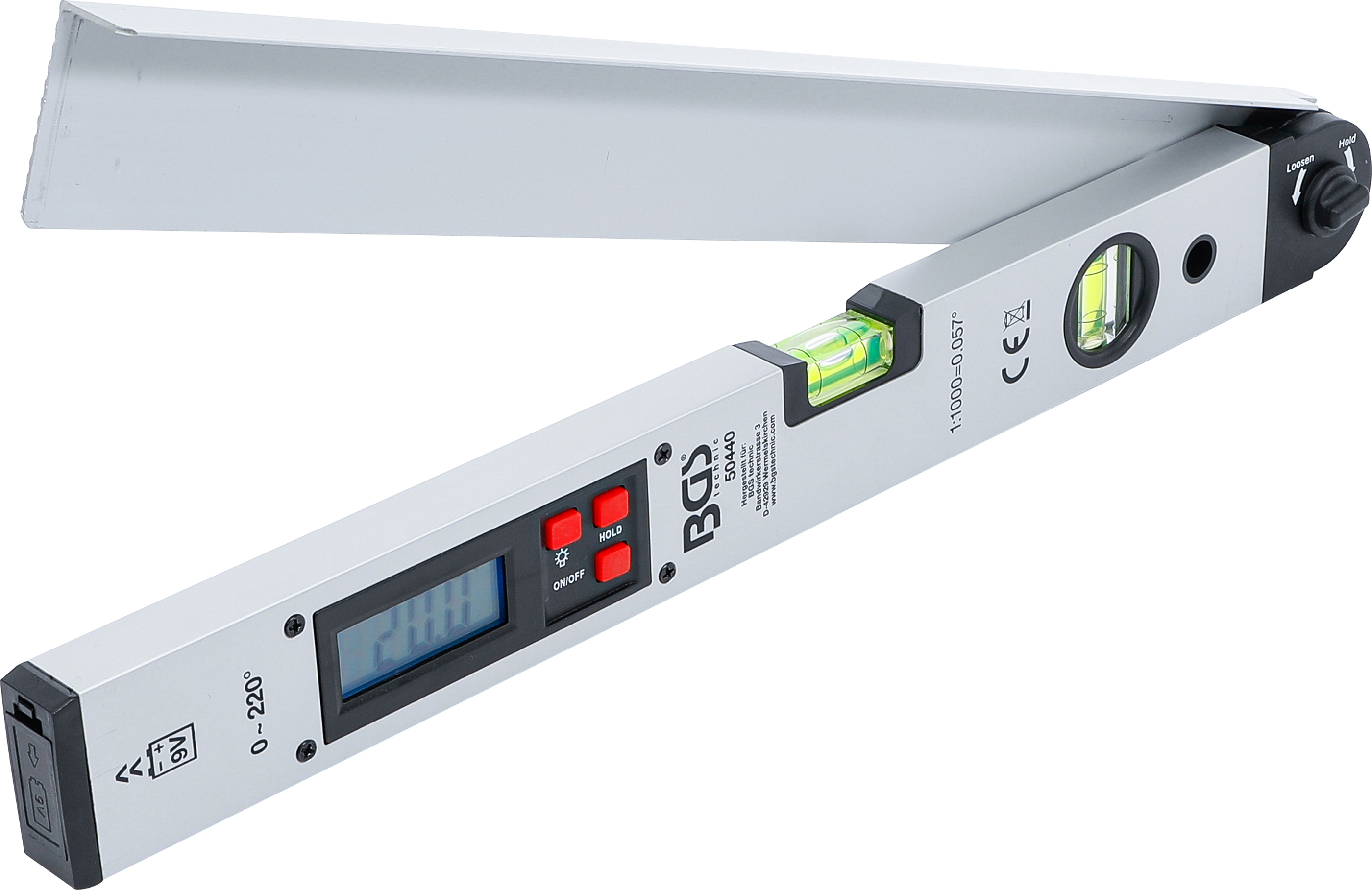 BGS 50440 Digitaler LCD-Winkelmesser mit Wasserwaage | 450 mm