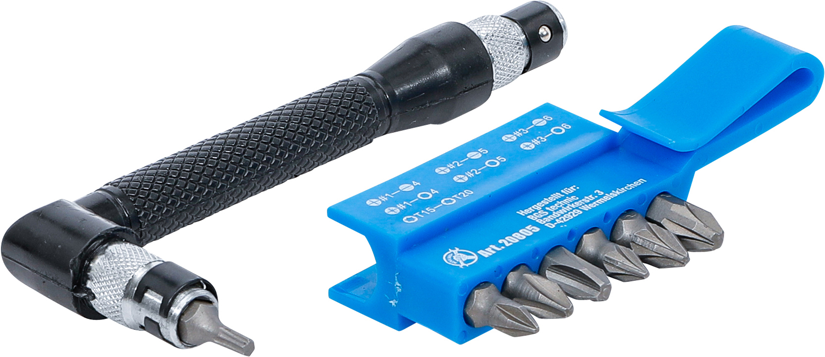 BGS 20805 Winkelschrauber mit 7 Doppelklingen-Bits | Antrieb Außensechskant 6,3 mm (1/4") | 8-tlg.