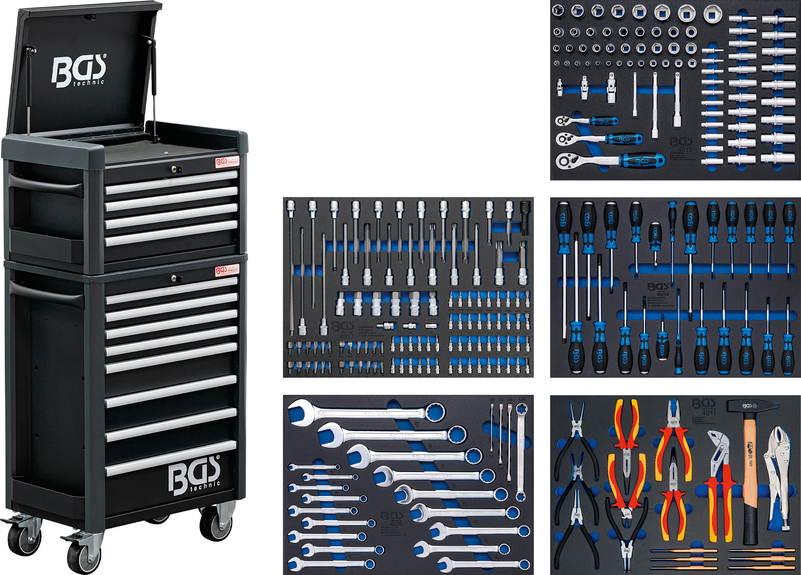 BGS 4088 Werkstattwagen Profi Standard Maxi | 12 Schubladen | mit 263 Werkzeugen