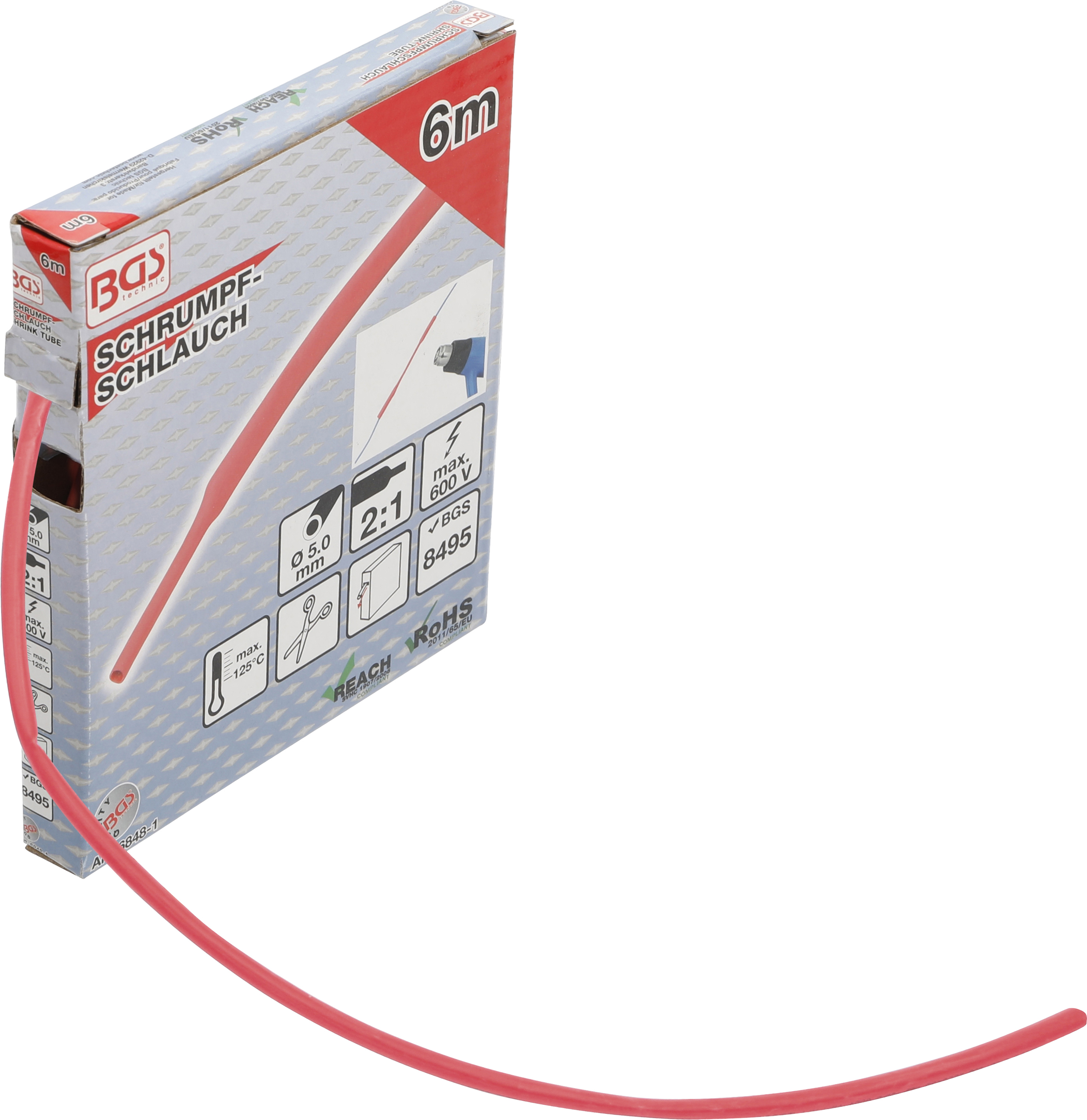 BGS 6848-1 Schrumpfschlauch-Box | rot | Ø 5 mm | 6 m