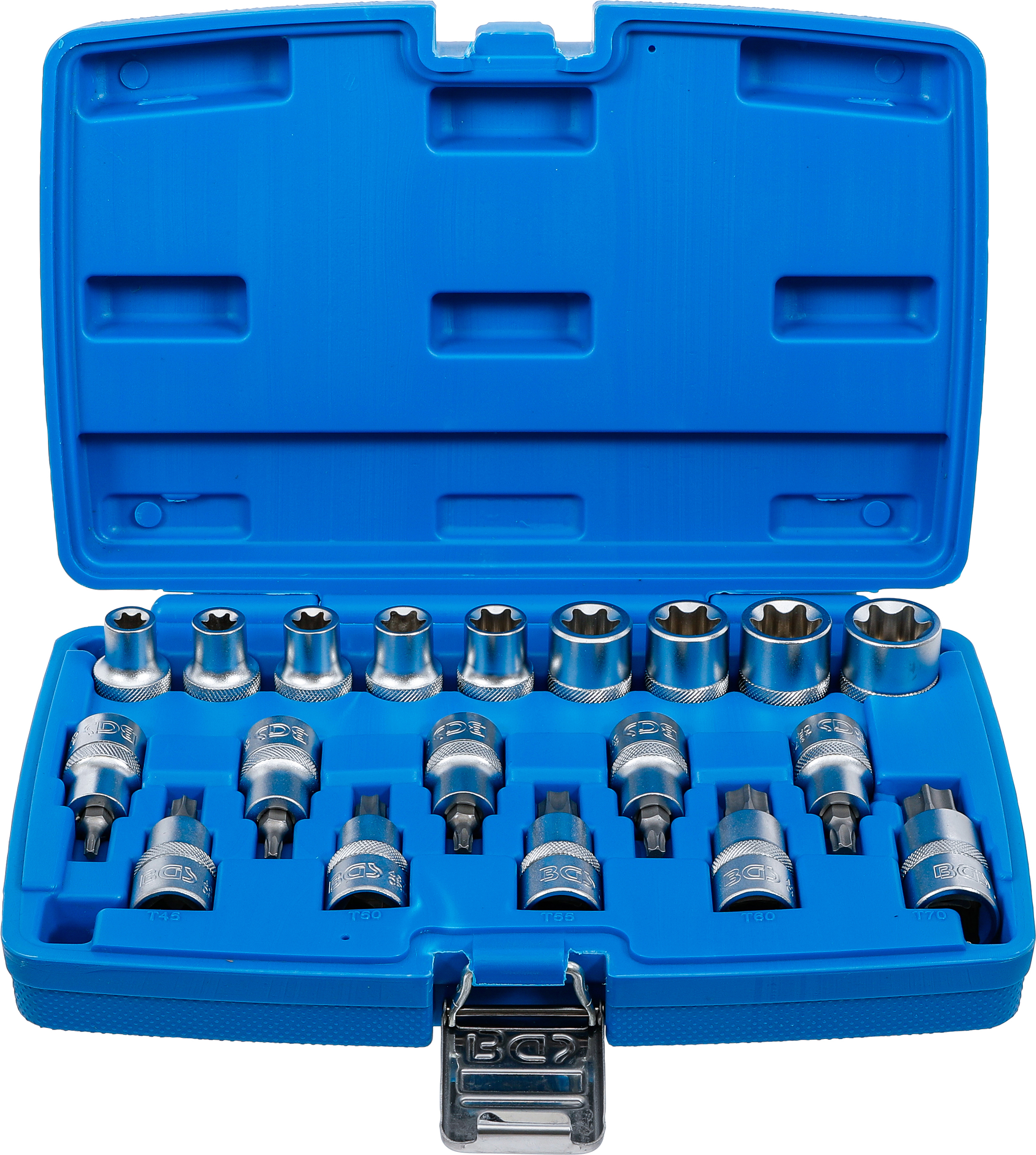BGS 5100 Bit-Einsatz-/Steckschlüssel-Einsatz-Satz | Antrieb Innenvierkant 12,5 mm (1/2") | E-Profil / T-Profil (für Torx) | 19-tlg.