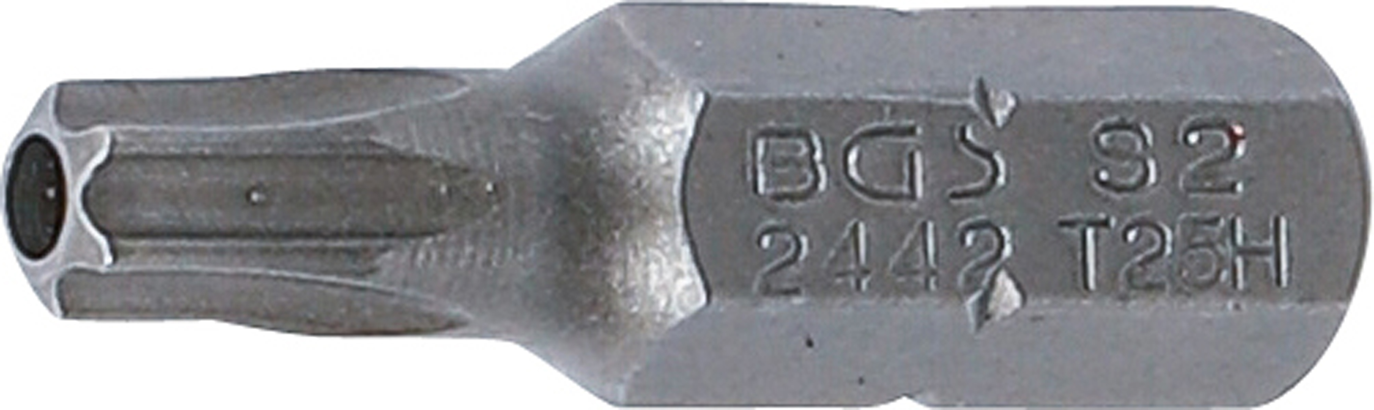BGS 2442 Bit | Länge 25 mm | Antrieb Außensechskant 6,3 mm (1/4") | T-Profil (für Torx) mit Bohrung T25