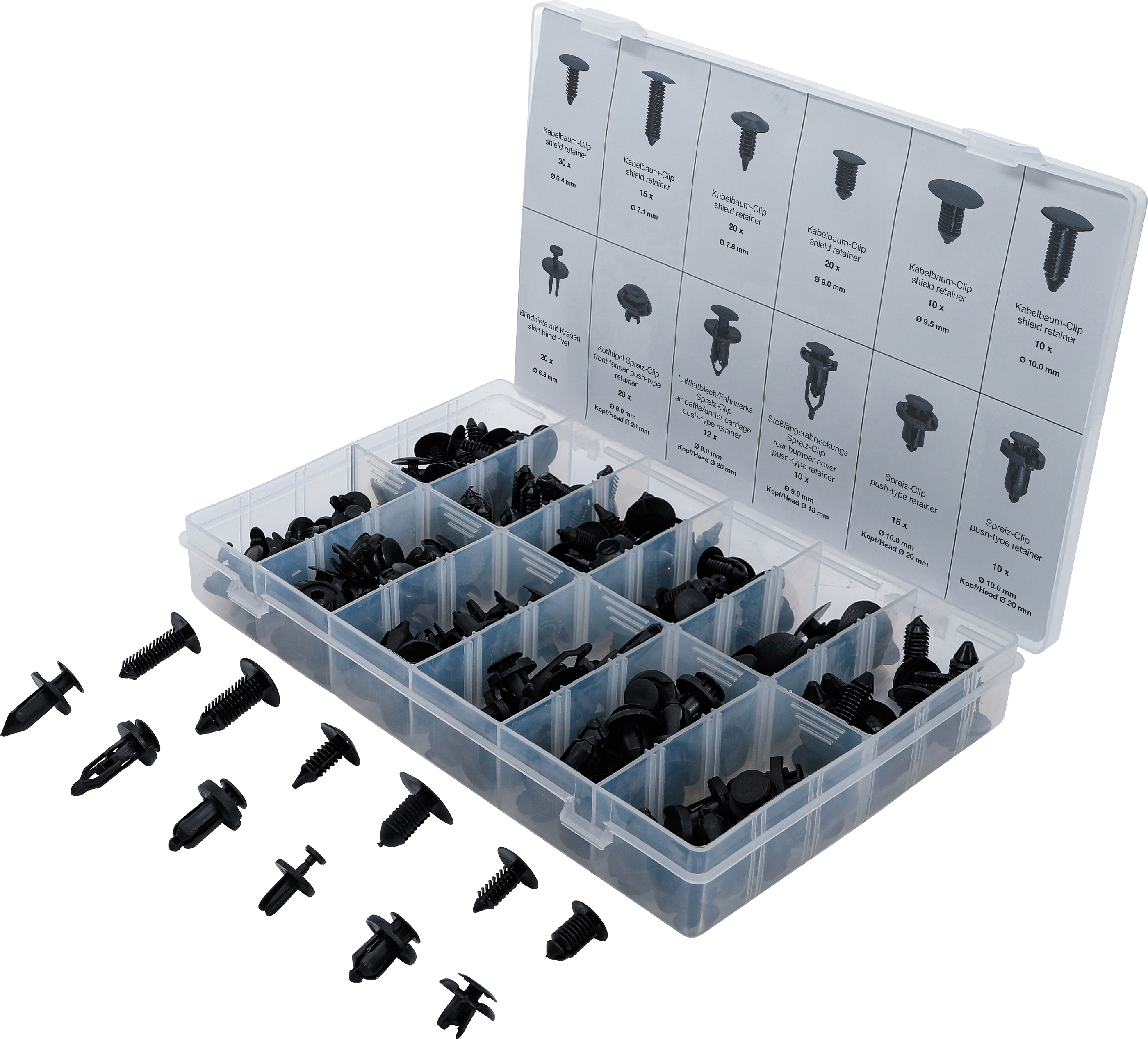 BGS 9780 Kfz-Befestigungsclip-Sortiment | universal | 192-tlg.