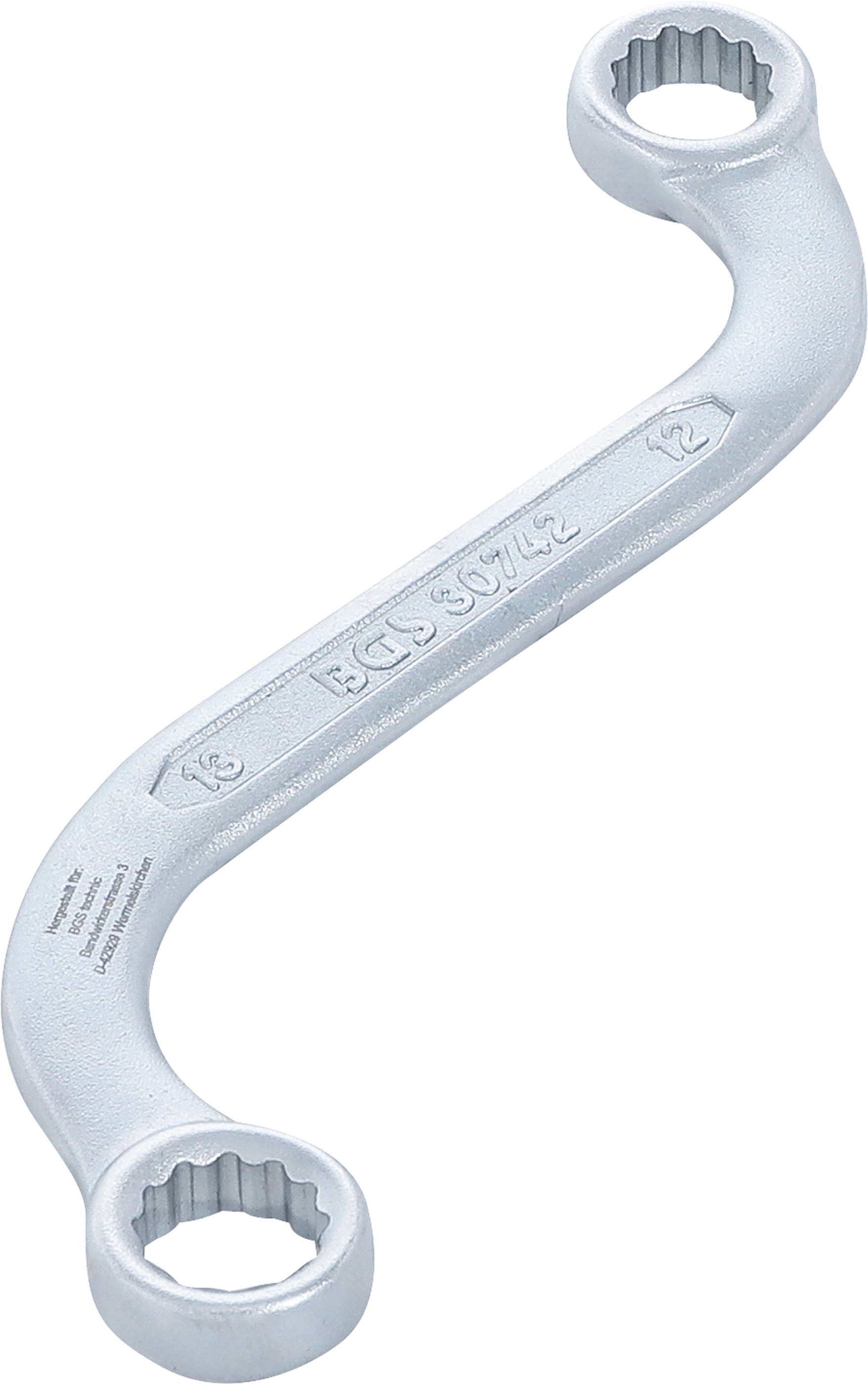 BGS 30742 S-Form Doppel-Ringschlüssel Zwölfkant | SW 12 x 13 mm