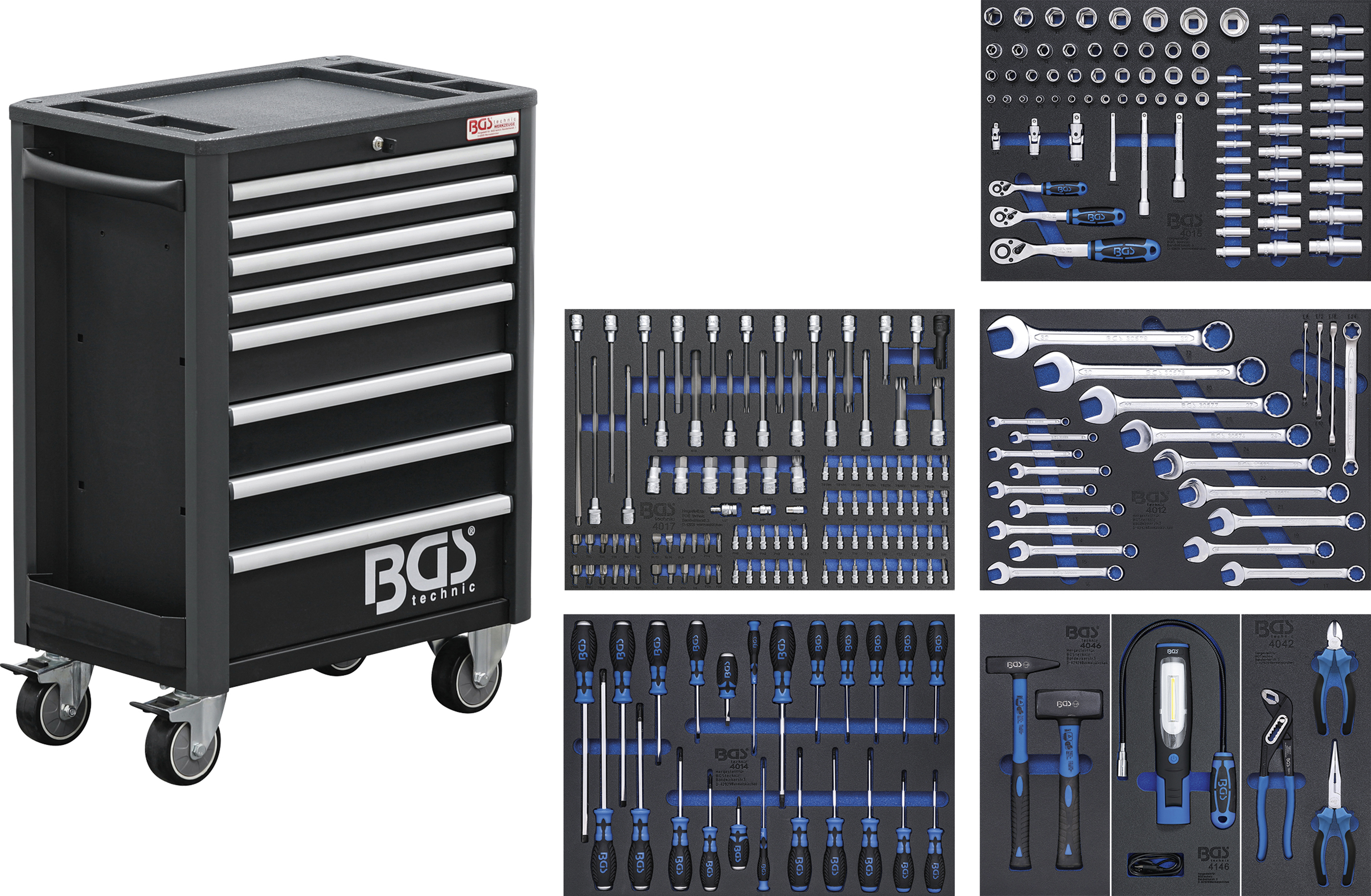 BGS 4113 Werkstattwagen Profi Standard | 8 Schubladen | mit 234 Werkzeugen